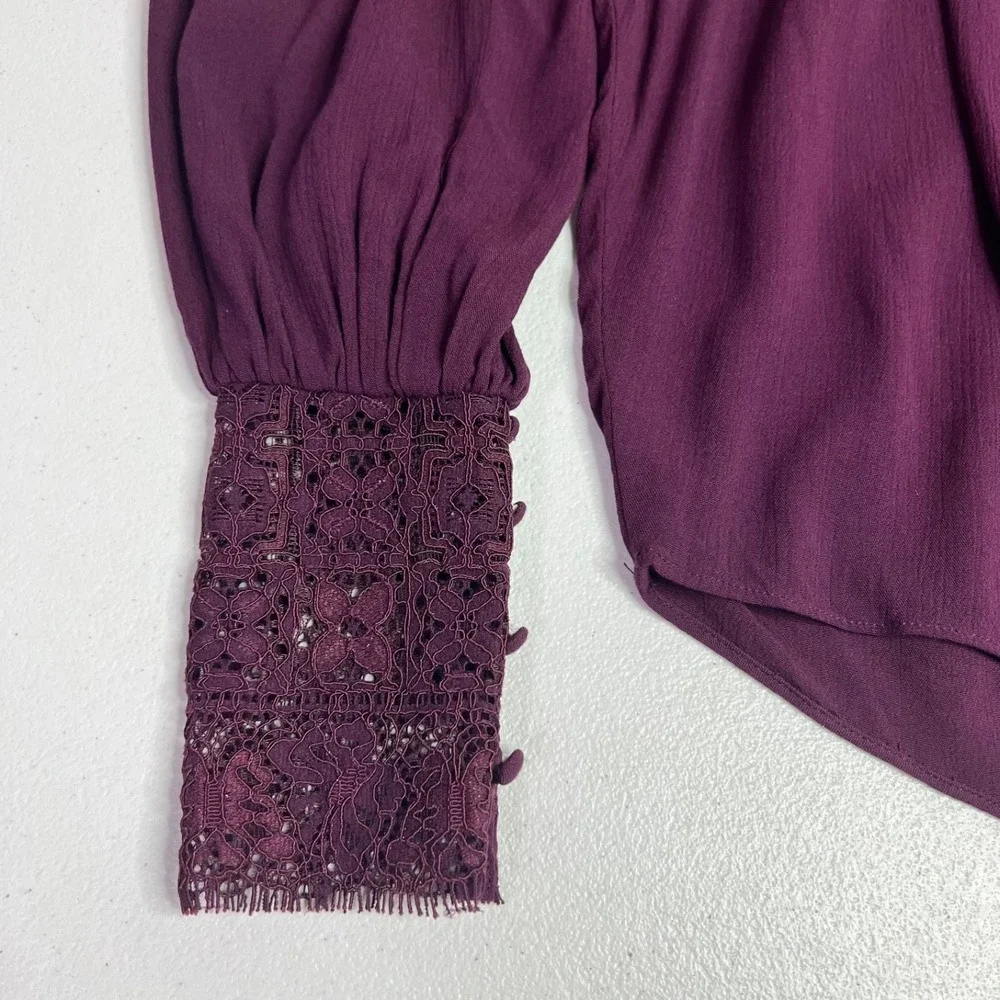 Free People Flutter By Lace Blouse Purple Small